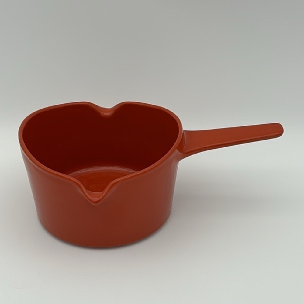 Vintage Copco Michael Lax Designed Orange Enamel Cast Iron Sauce Pot